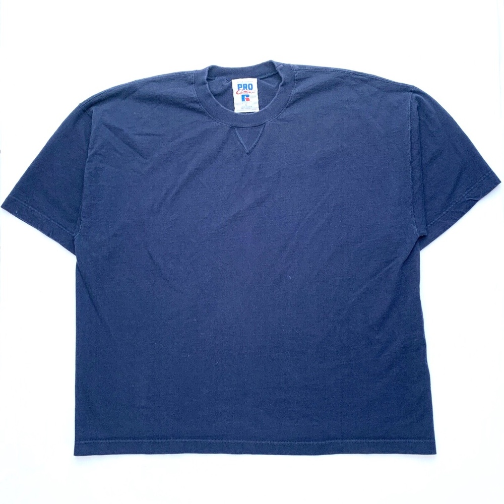 Basic Heavyweight 100% Cotton Navy Blue Russell Oversized Crew Neck T-Shirt XL